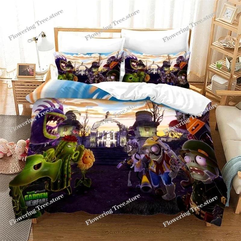 New Plant Zombie Pattern Cartoon Duvet Cover Set Pillowcase Twin Full Queen King 3d Bedding Set Single Double Size Home Textile