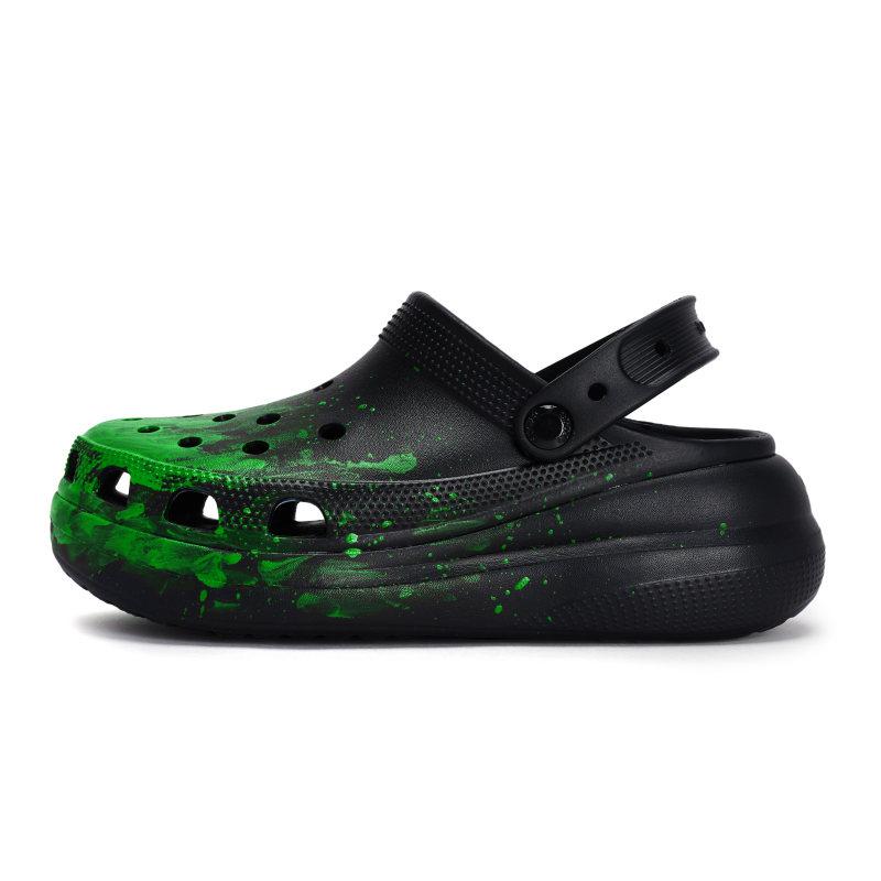 Crocs Classic clog EVA fluid splash ink personality high street niche gift box model hole shoes for men and women black and green