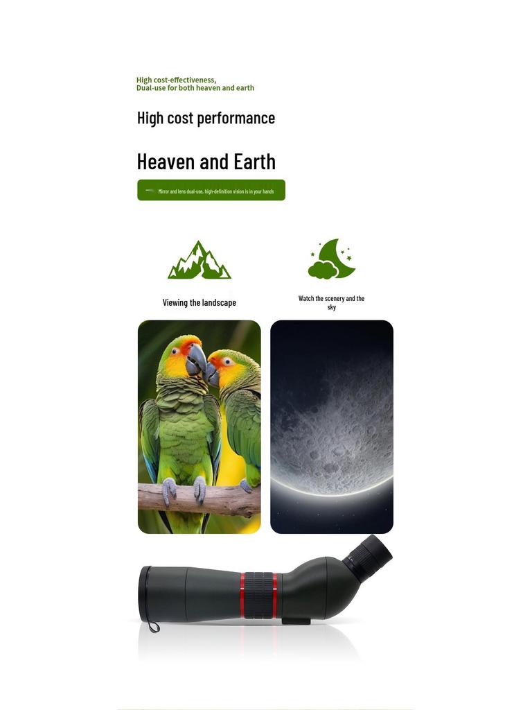 High-Definition Large Aperture Birdwatching Telescope with Variable Magnification for Outdoor Low Light Viewing