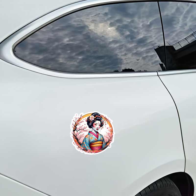Per Bella Ragazza Fiore di Ciliegio Onda del Mare Adesivo per Auto Vinile Impermeabile Decalcomanie Decorazione Carrozzeria Finestrino Paraurti Adesivi per Casco Moto SH1223