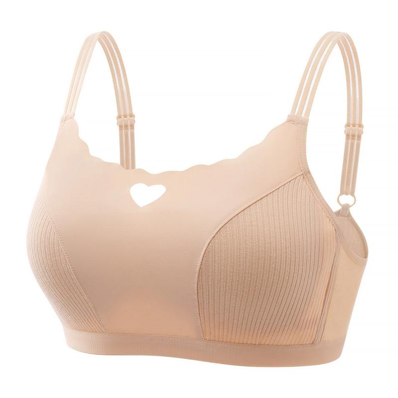 Women Heart Hollow Out Bra Breathable Gathered Bra