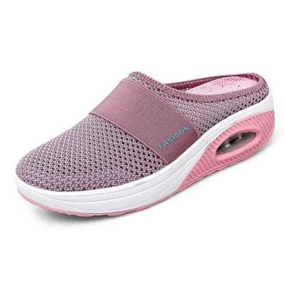 Summer European and American Large Size Baotou Half Slippers Women's Mesh No Heel Slip-on Women's Shoes Flat Shoes