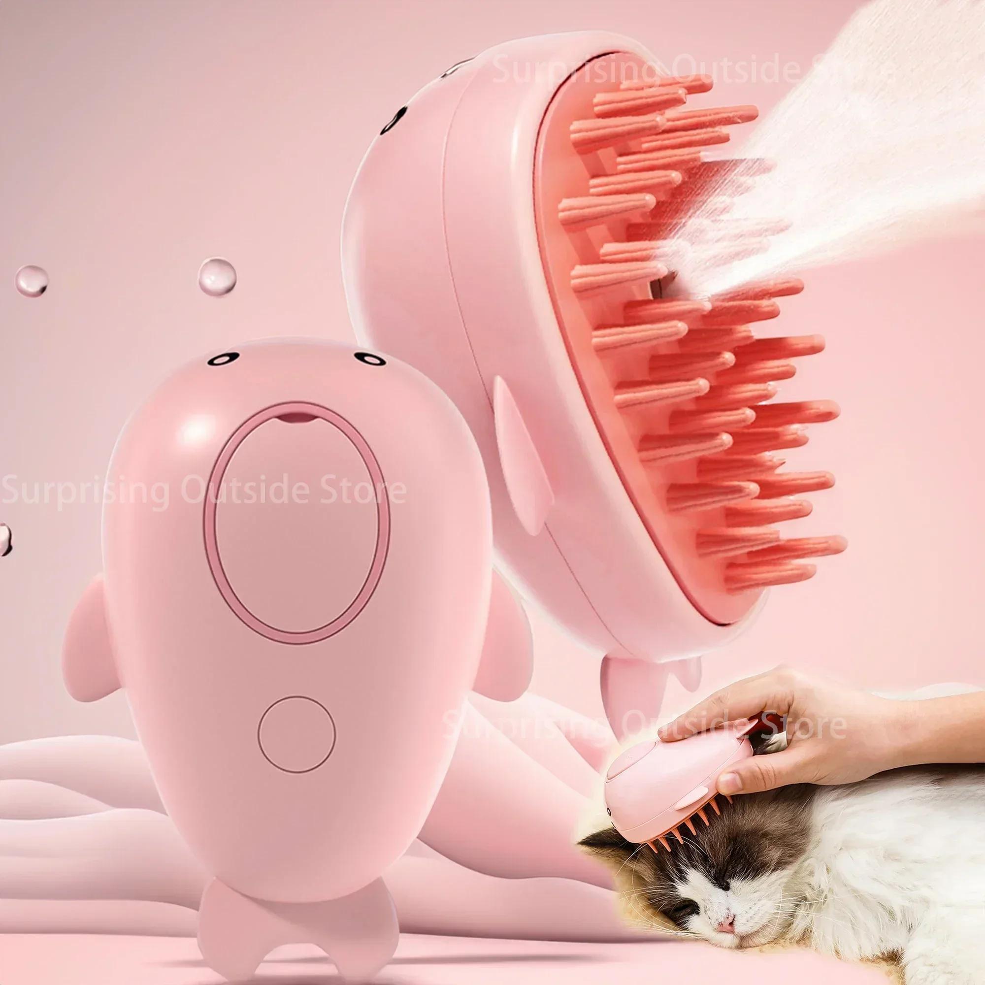 

Dog and Cat Steam Brush Dolphin Type Electric Spray Pet Comb Three in One Steam Massager Pet Beauty Knot Removal and Loose Hair
