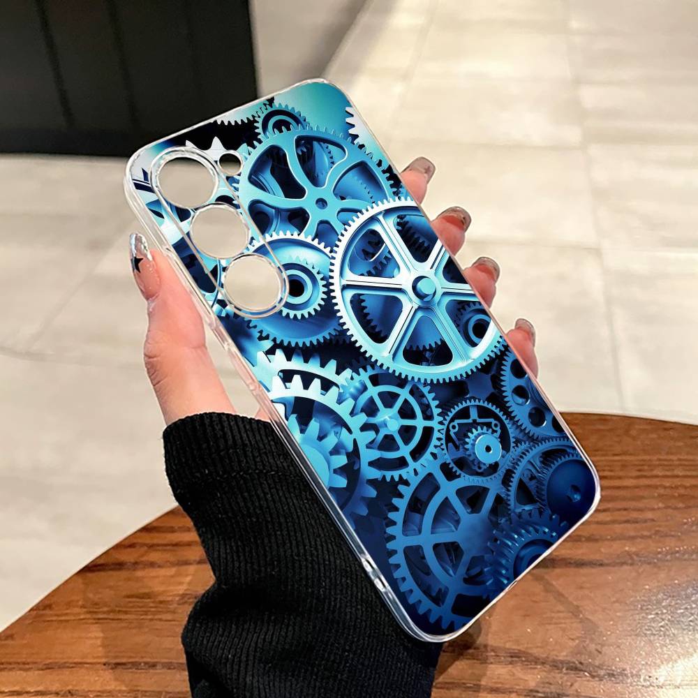 S-Steampunk Gear Mechanical COOL Phone Case For SamsungA10,12,20,21S,30,31,40,50,51,52,70,71 Transparent Cover
