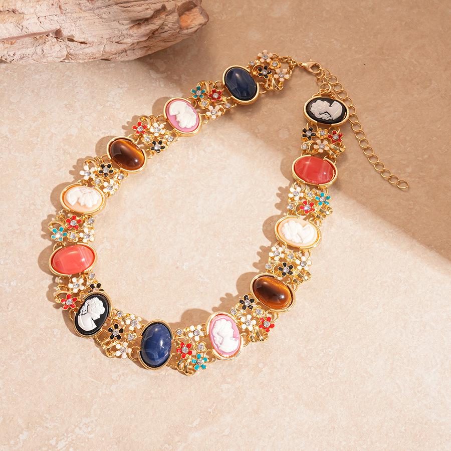 

Комплект серег и ожерелья из смолы со стразами в средневековом стиле: Высококачественная модная бижутерия для женщин