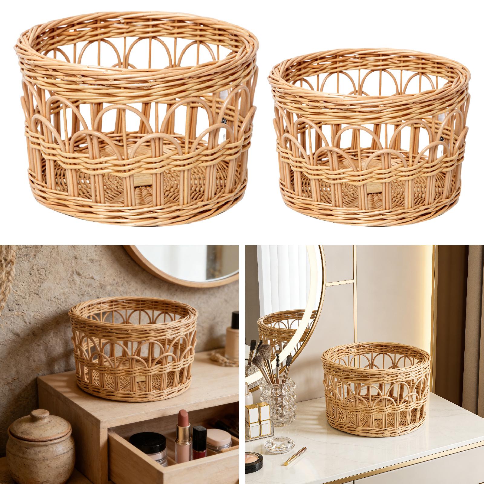 Handwoven Basket Storage Organizer Creative Versatile Lightweight Large Capacity Makeup Organizer for Home Bedroom Decoration Small
