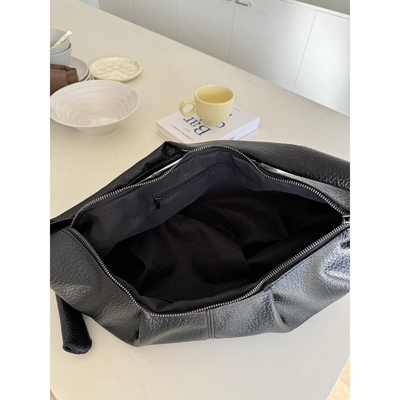 Korean Large-Capacity Retro Pleated Leather Dumpling Bag - Casual, Versatile Shoulder/Crossbody Bag