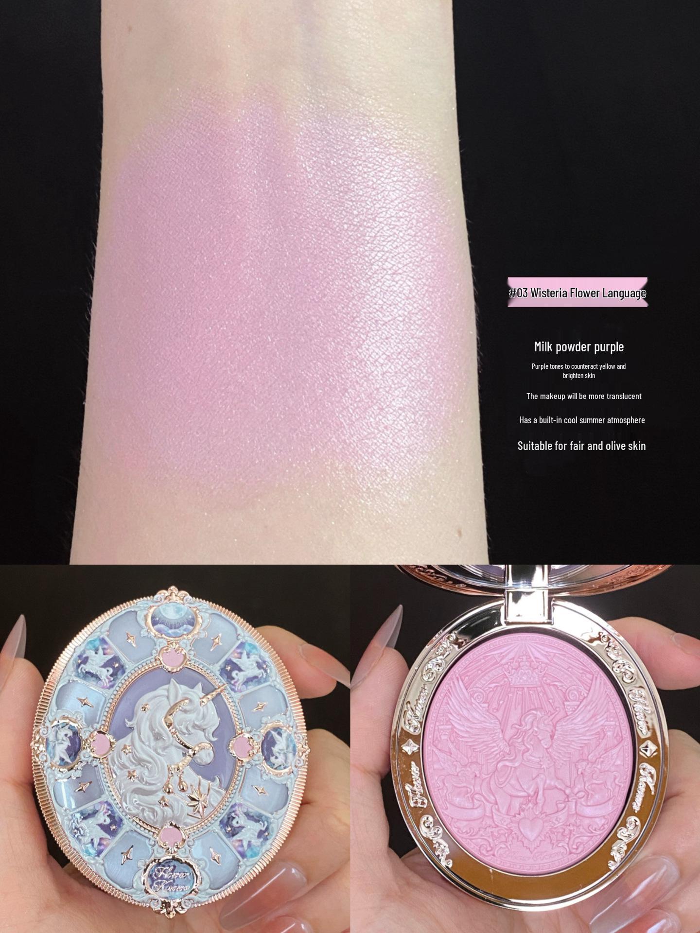 Flower Knows Румяна-хайлайтер Knight Unicorn Сатиновые Матовые Рельефные - Высококачественные Милые Девичьи Подстраивающиеся под Тон Кожи