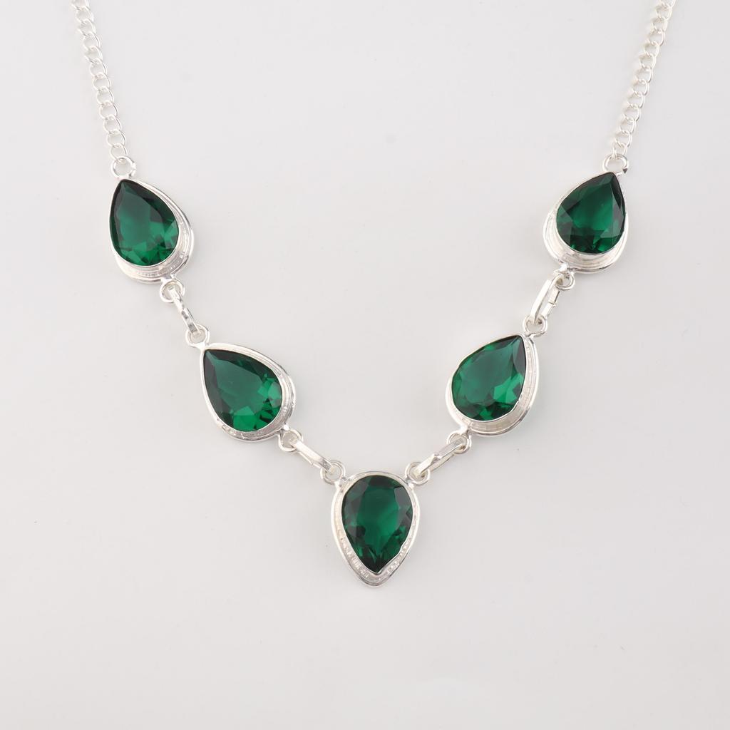 Kromdiopsid Ädelsten Silverhalsband 925 Sterling Handgjort Halsband För Bröllop RN-1-1