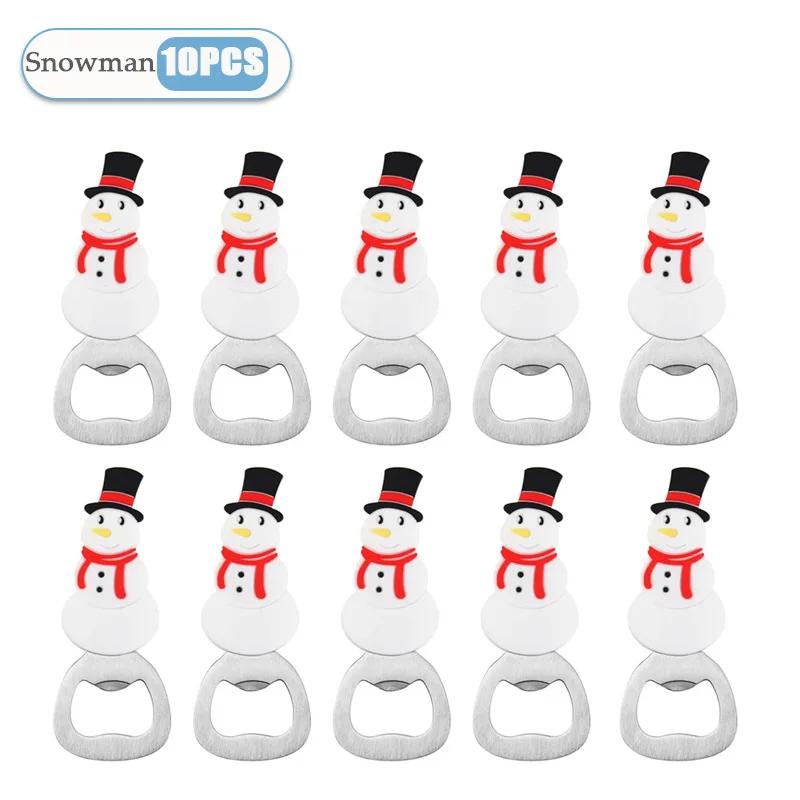 1-10PC Christmas Magnetic Bottle Opener Santa Claus Beer Eagle Silicone Fridge Magnet Kitchen Tool Holiday Gift Party Home Decor