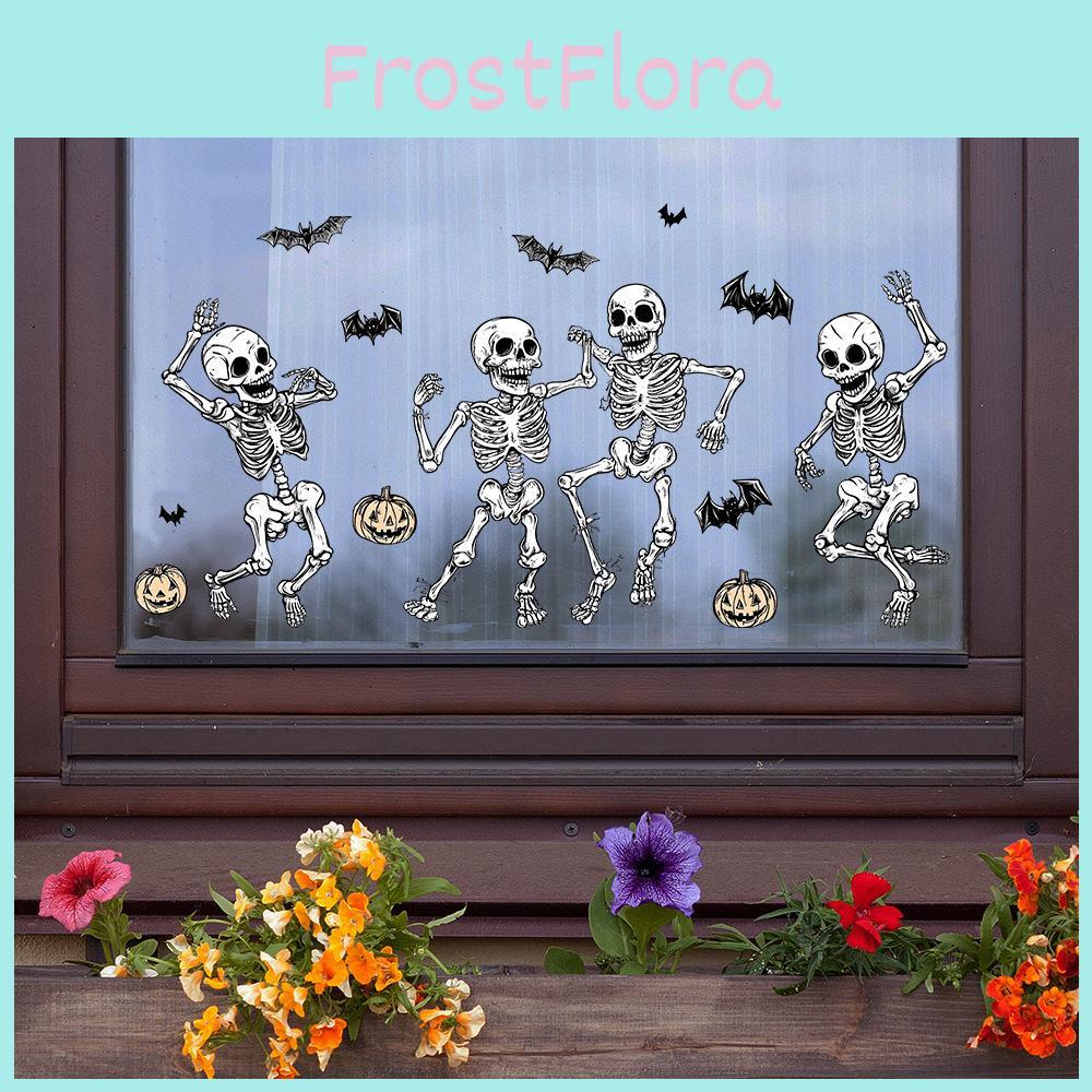 Halloween Uv Static Cling Skeleton Bat Wall Sticker Pvc Modern Design For Home And Office