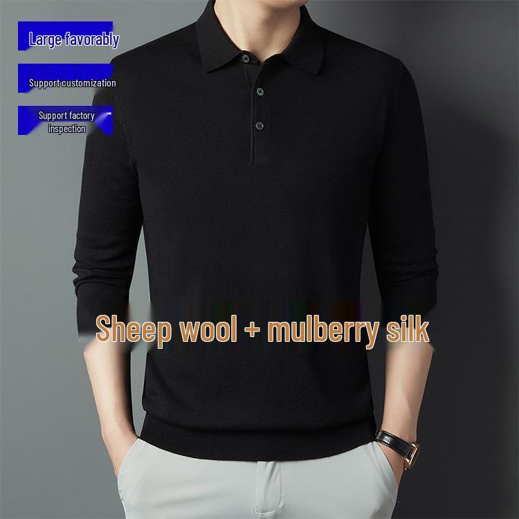 Men's Luxury Wool Sweater - Autumn/Winter Warm Casual Knit Shirt with Velvet Collar