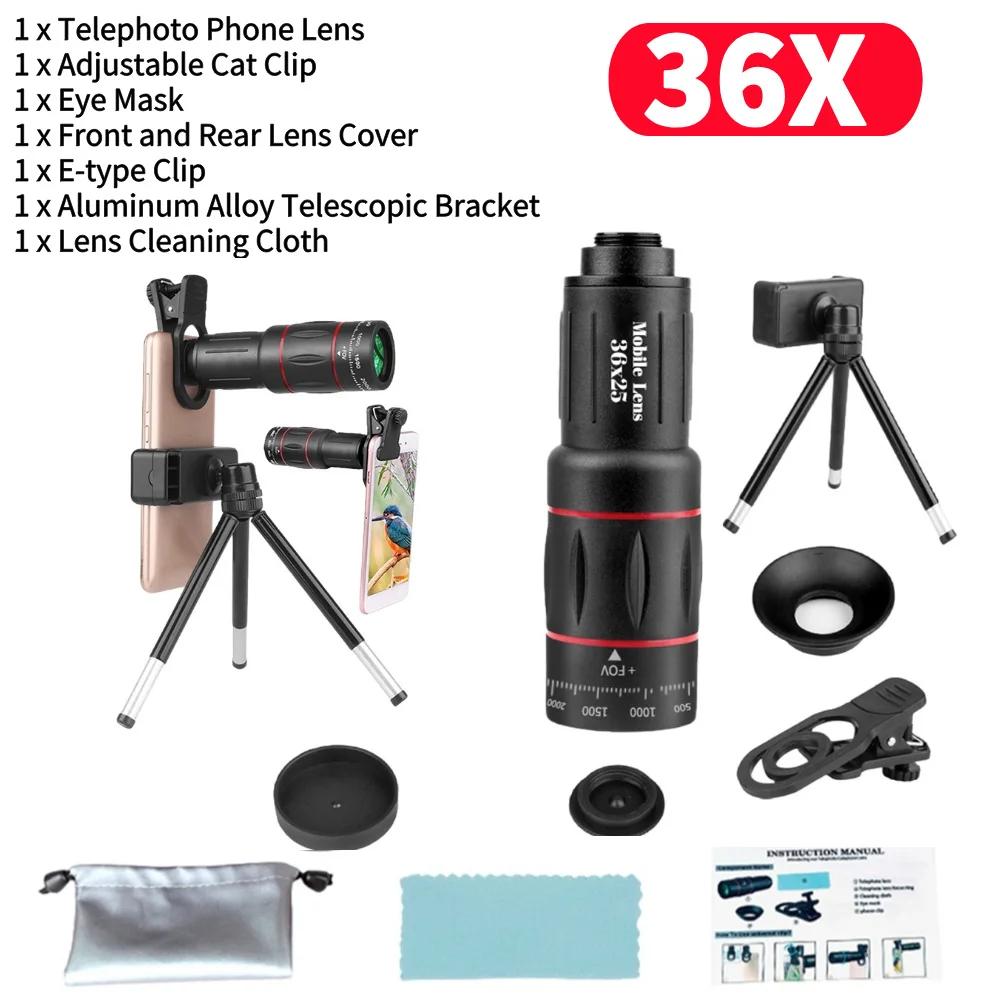 18X Telephoto Phone Lens with Tripod Universal External Zoom Camera Lens Long Focus Telephoto Lens for Picture Video Taking
