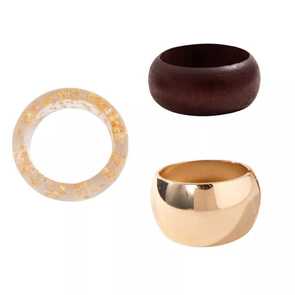 Chunky Wide Bracelets Resin Wood Alloy Hip-hop Bracelet Fashion Wide Bangle