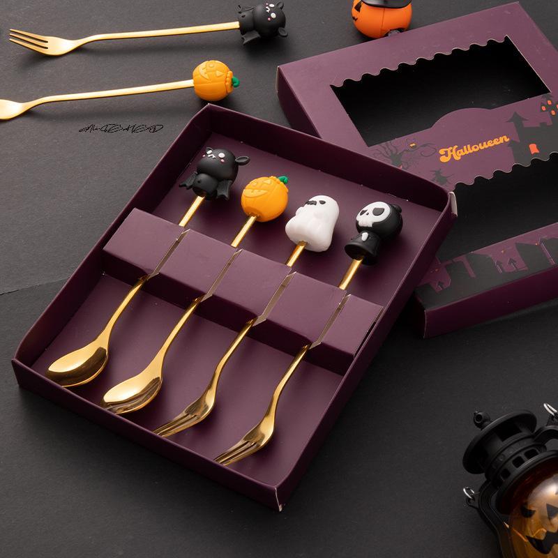 Halloween Stainless Steel Tableware Set - Coffee Spoon Dessert Spoon Fruit Fork - Theme Party Accessories