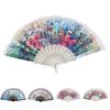 Leque Dobrável Leve Portátil Leque Vintage Elegante Renda Floral Padrão Leque de Mão Casamento Festa Acessório