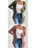 European and American Solid Long-Sleeve Mid-Length Knitted Cardigan with Pockets - Autumn/Winter Sweater
