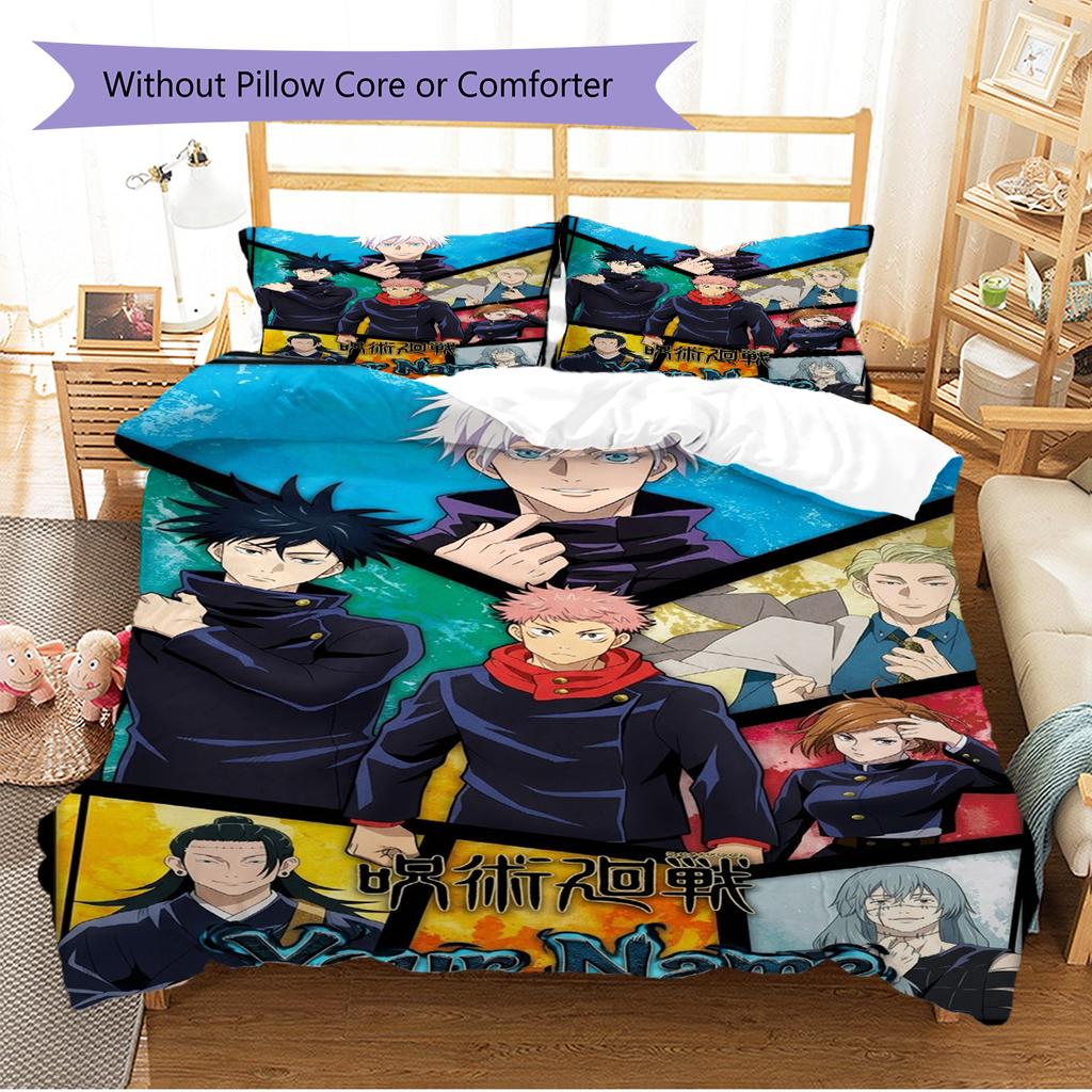 Name Custom Jujutsu Kaisen Pattern Bedding Set Quilt Cover Pillowcase Home Decor Gift (1 * Duvet Cover + 2 * Pillowcase, Without Core)
