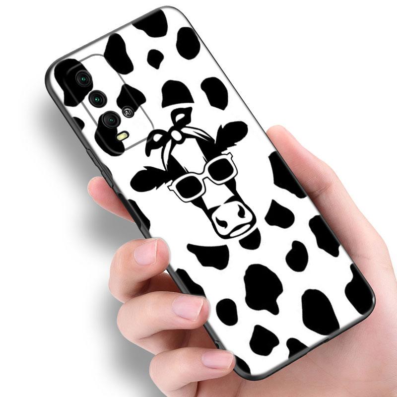 Cow Pattern Black White Phone Case For Xiaomi Redmi Note 5 6 9T K20 K40 K50 Pro 7A 8A 9A 9C 9i 10A 10C A1 S2 TPU Black Cover