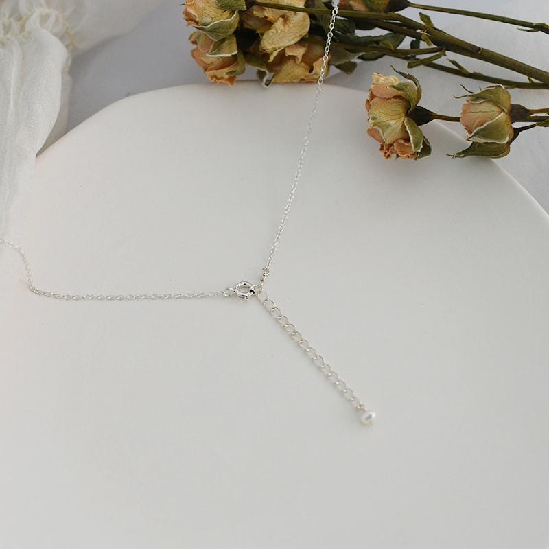 Natural Pearl Necklace Women's Clavicle Chain INS Simple Smile 925 Silver Small Design Temperament Necklace