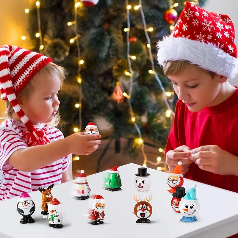 Christmas Mini Wind-up Jumping Toy Festive Wind-Up Figurines Playthings Favors Santa Claus Snowman Home Decor Party Gift