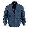 Amazon Suede Solid Color Zipper Jacket Casual Vintage Long Sleeve Cardigan Jacket Men