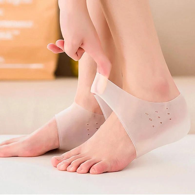 Unisex Invisible Height Increase 5CM Silicone Socks Gel Heel Pads Orthopedic Arch Support Heel Cushion Insoles Foot Massage Pad