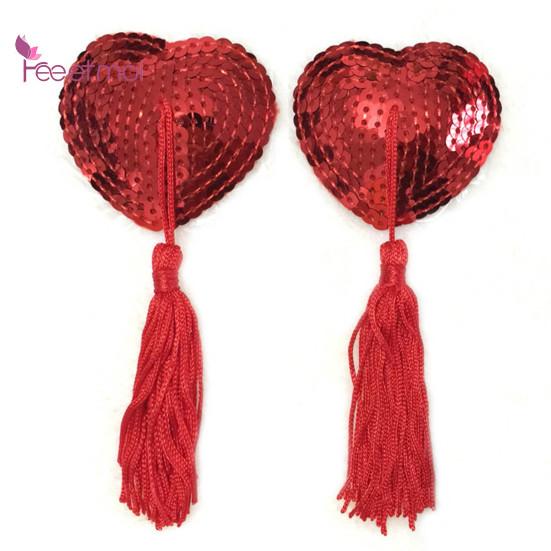 Covers Sequins Shiny Heart Self-Adhesive Invisible Shape Nippleless Stickers Tassels Chest Pads