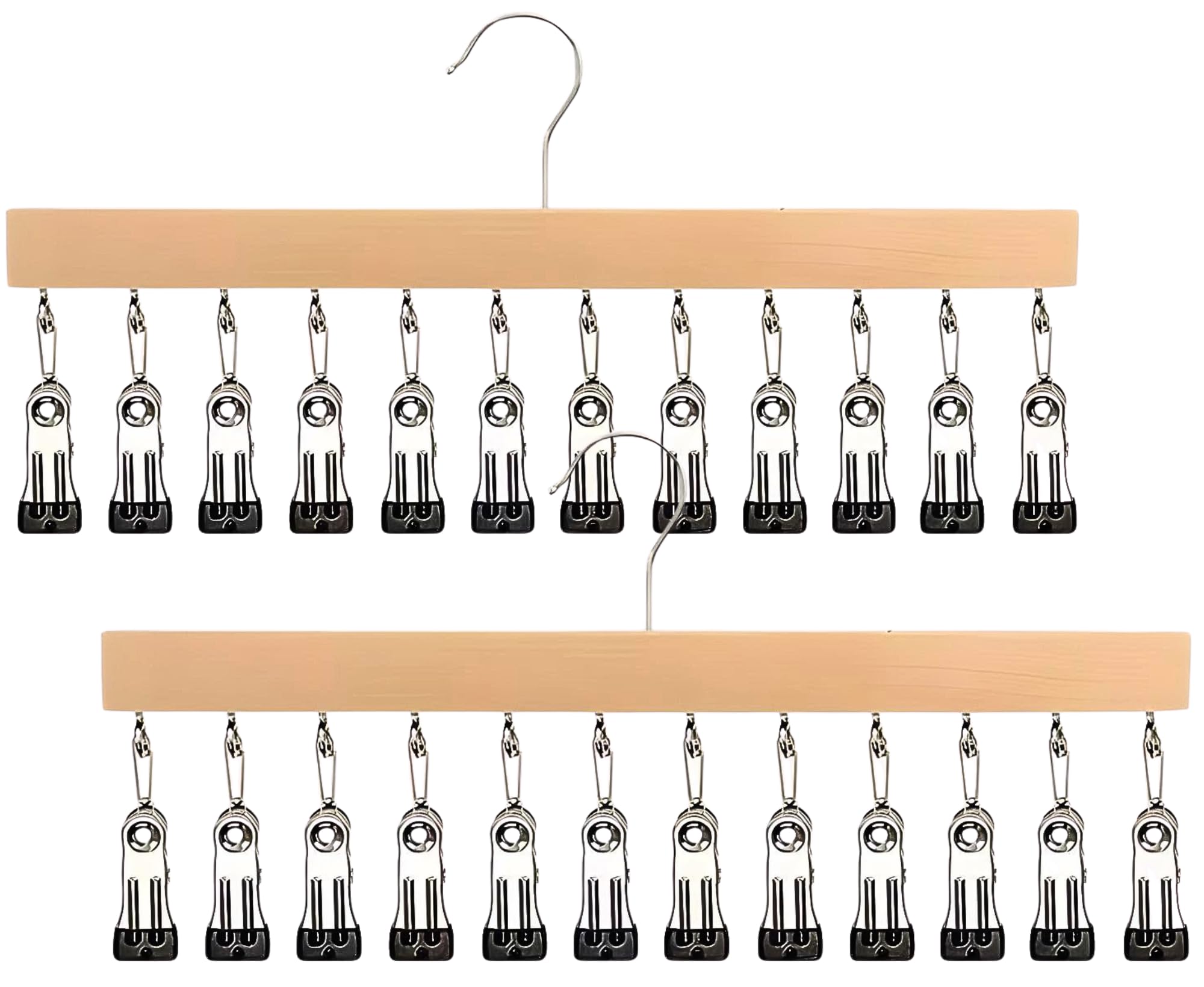 

TradeWind Hat Set of with Rotating Hooks and 12 Ideal for Hanging Storage of Caps and Small Items Hanger, 2, Clips, (Ivory)
