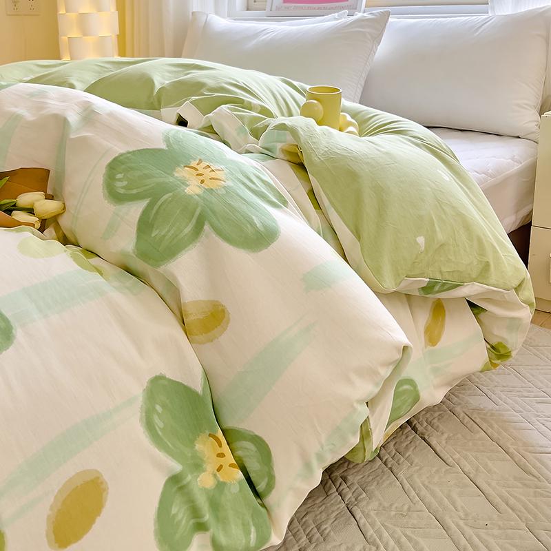 100% Cotton Floral Duvet Cover, Twin/Double, 150x200cm/230cm, Ideal for Student Dorms