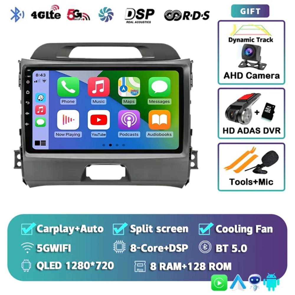 Android 14 Carplay Auto For Kia Sportage 3 2010 2011 2012 2013 3014 - 2016 Car Radio Multimedia GPS Player Stereo Video WiFi+4G
