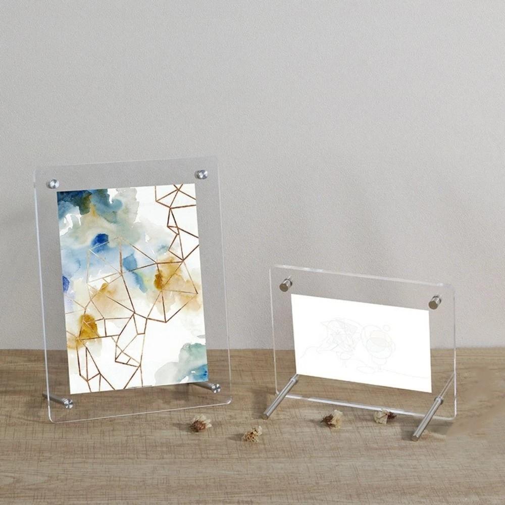 Horizontal Transparent Photo Frames Rectangular Poster Display Stand Collection Display