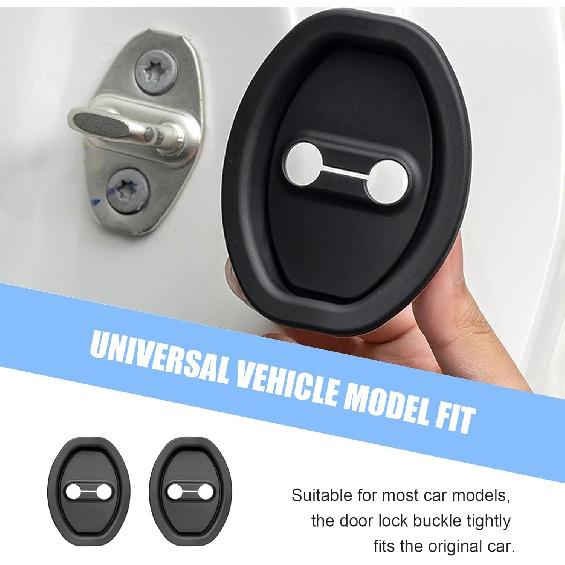 MLY 2 PCS Car Door Latch Lock Cover, Silicone Car Door Latch Covers, Self-Adhesive Anti-Rust Noise Protector Dampers, Doors Look Latch Guard Interior