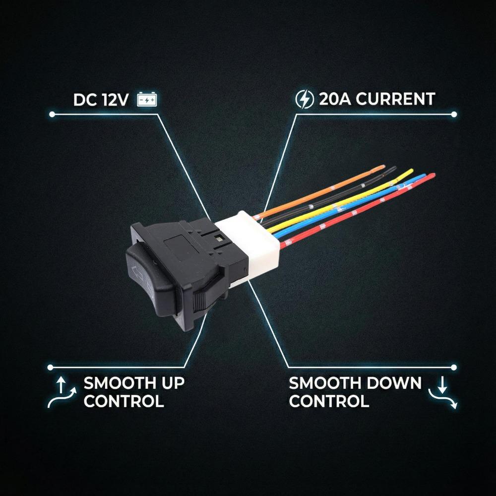 Auto Power Window Control Switch 12V 20A 5 Pin Universal Car Glass Lifter Button Red/ Blue LED Light Interior Replacement Parts