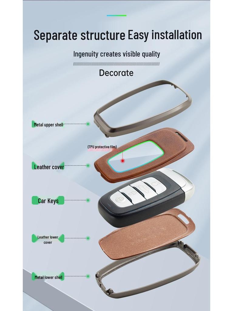 High-End Metal Key Case for Hongqi H9/H5/H7/HS7 - Full Wrap with Buckle Button for 21 Models