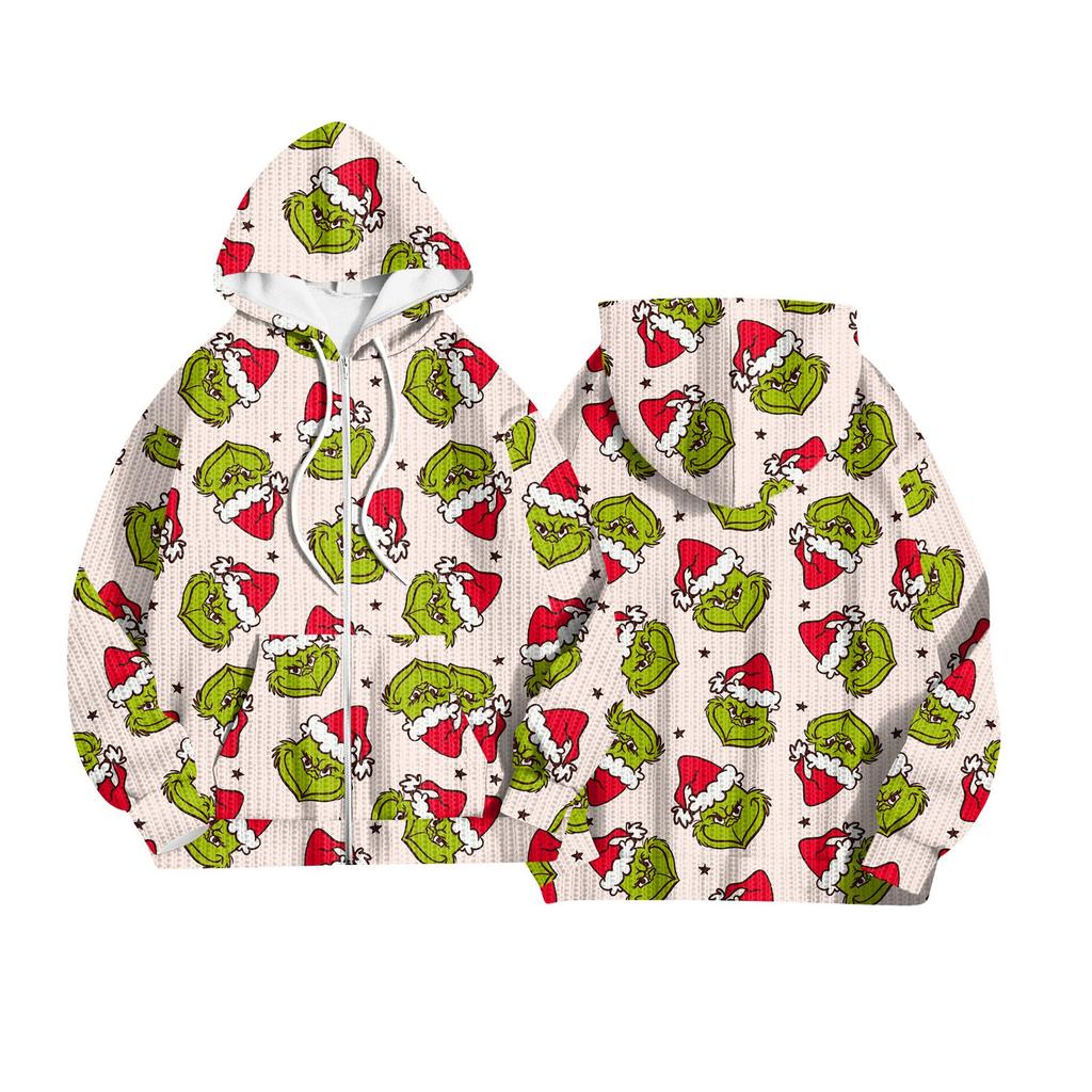 Women's Fashion Jacket Casual Printed Long-sleeved Hooded Cardigan Sweatshirts