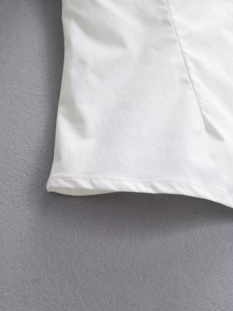White V-Neck Slim-Fit Women's Sexy Short-Sleeved Shirt