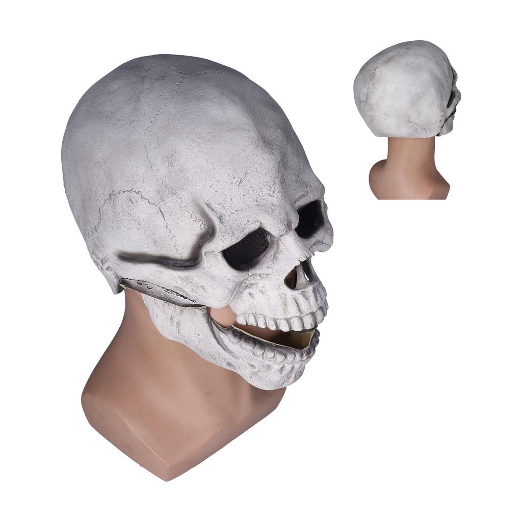 Scary Skull Mask with Movable Jaw Flexible Latex Halloween Costume Party Props Cosplay Accessory
