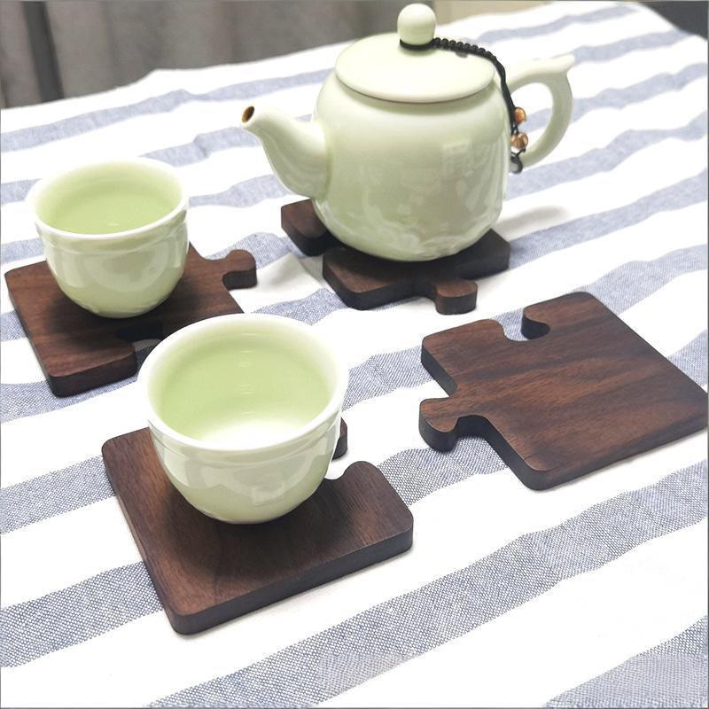 Wooden Block Coasters Heat-resistant Tabletop Use for Tea Sets Dining