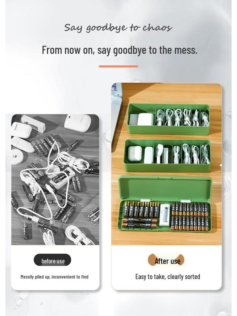 Battery Organizer and Data Cable Transparent Storage Box - Large Capacity, Multi-Layer, Dustproof, Size 5-7 for Electrical Appliances