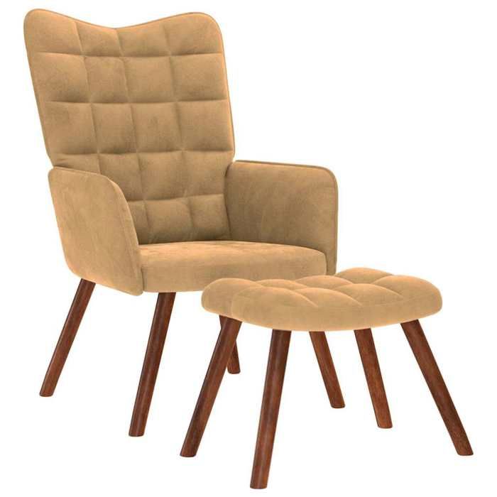 VidaXL Recliner Chair with Stool Brown Velvet, Chair, Living Room Chair, Recliner, Lounge Chair, Seat of 4016829
