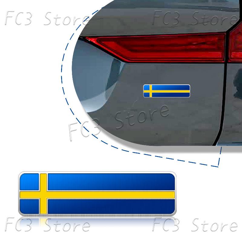 1Pcs Aluminum Sweden Flag National Flag Emblem Sticker Car Trunk Badge Fender Body Decal For Volvo XC40 XC60 XC90 C30 V40 V60