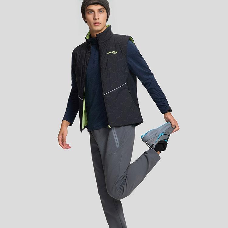 Saucony Full Print Zip Neck Warm Vest Men Vests Black SC2230121A-PR05