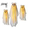 Spooky Atmosphere Home Accents 3 Pcs Lighted Dog Ghost Hanging Ornaments, Halloween Outdoor Flying Haunted House Party Supplies Gauze with LED