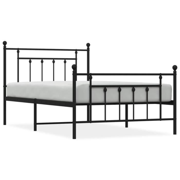 VidaXL Metal Bed Frame with Headboard-Footboard Black 100x200 Cm 353550