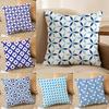 Blue and White Geometric Cushion Cover Soft Plush DoubleSided Printed Sofa Pillow Cushion Cover  Cozy AllSeason Decor Gift