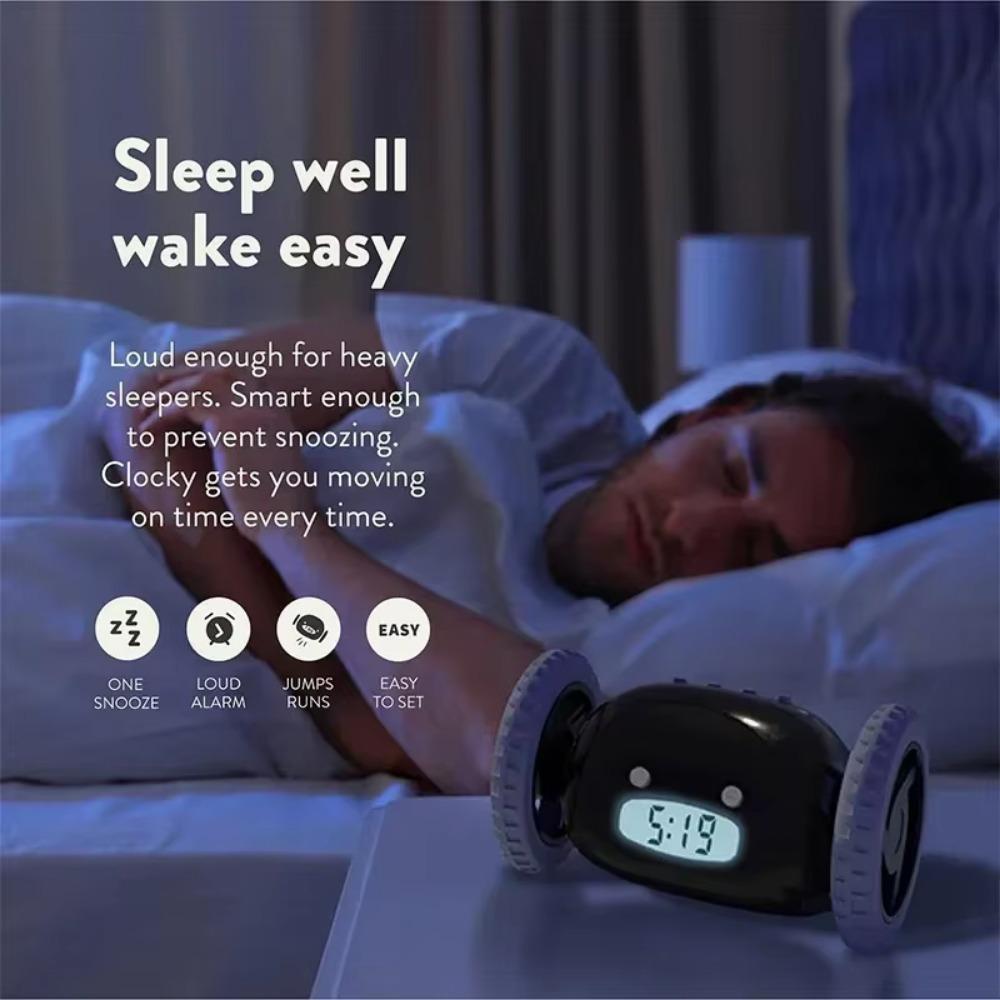 Unique Moving Whee Alarm Clock Magical Lazy Alarm Clock Creative Running Wheel Clock  Children