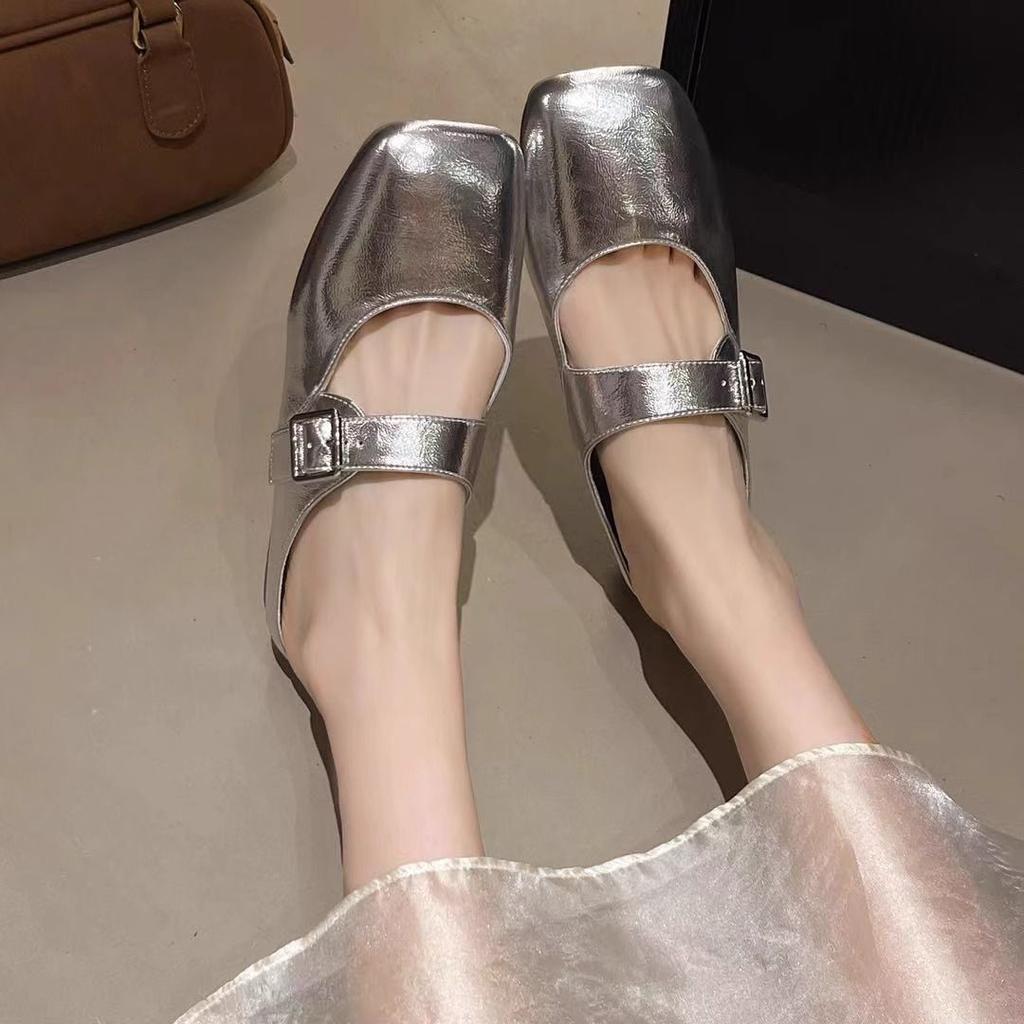 Baotou half slippers women's summer wear 2025 new French Mary Jane cool slippers flat-bottomed one-pedal Muller shoes