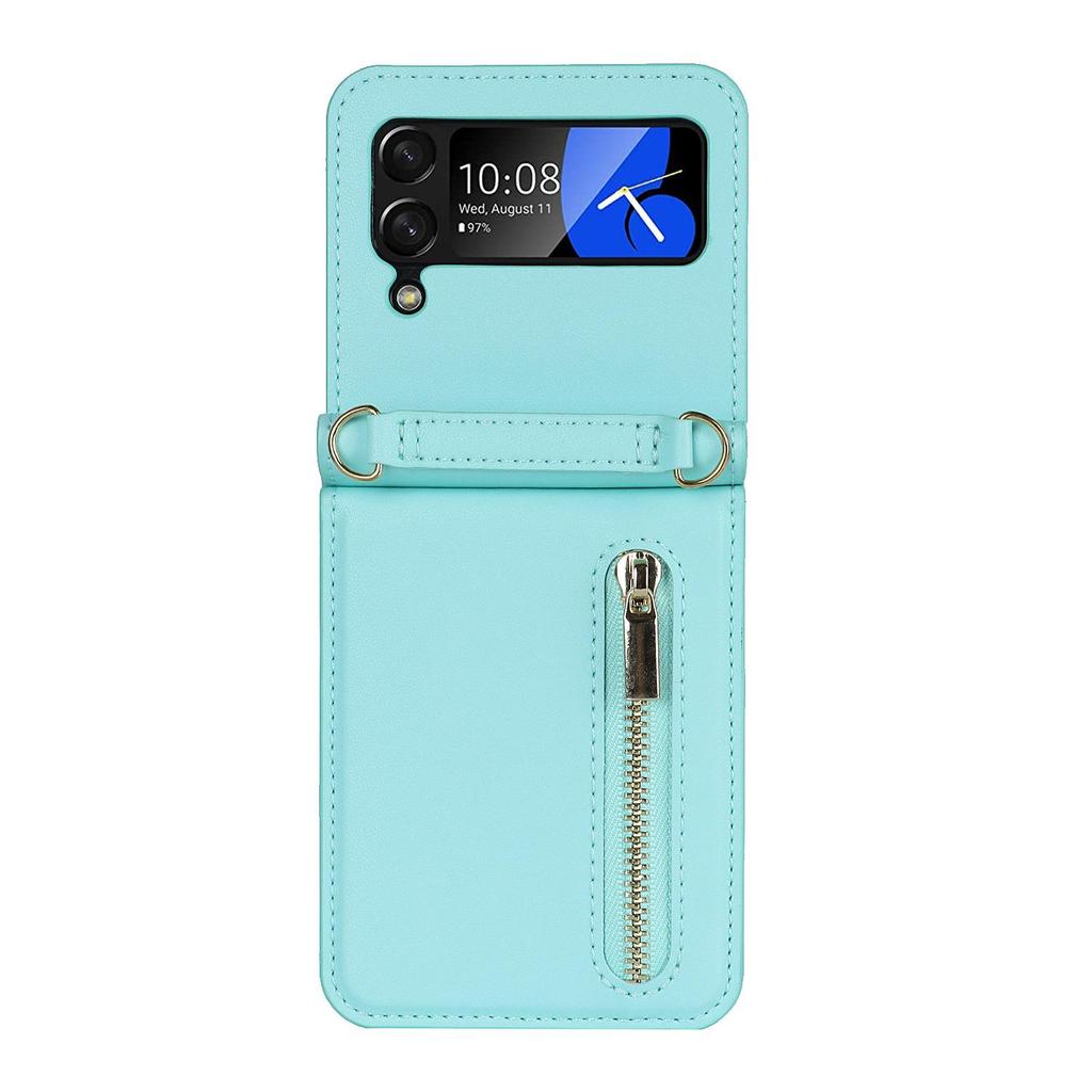Samsung Z Flip7 Crossbody Leather Case with Zipper Card Slot