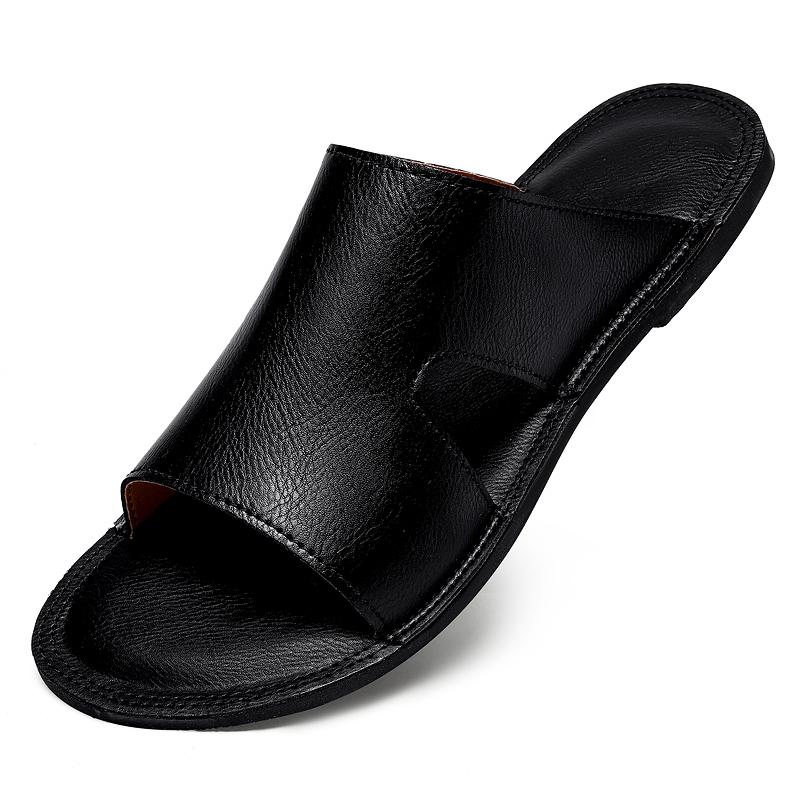 Comfy Summer Men's Classic Casual Slippers Leather Slippers Lightweight Stylish Outdoor Indoor Shoe Durable Non - Slip Slippers